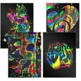 thumbnail image 2 of Scratch & Sketch Art Paper (A4) for Children & Adults, Rainbow Painting Night View Scratchboard, Handicrafts, Engraving Art Set: 10 Sheets Scratch Cards & 4 Molds, 2 of 9