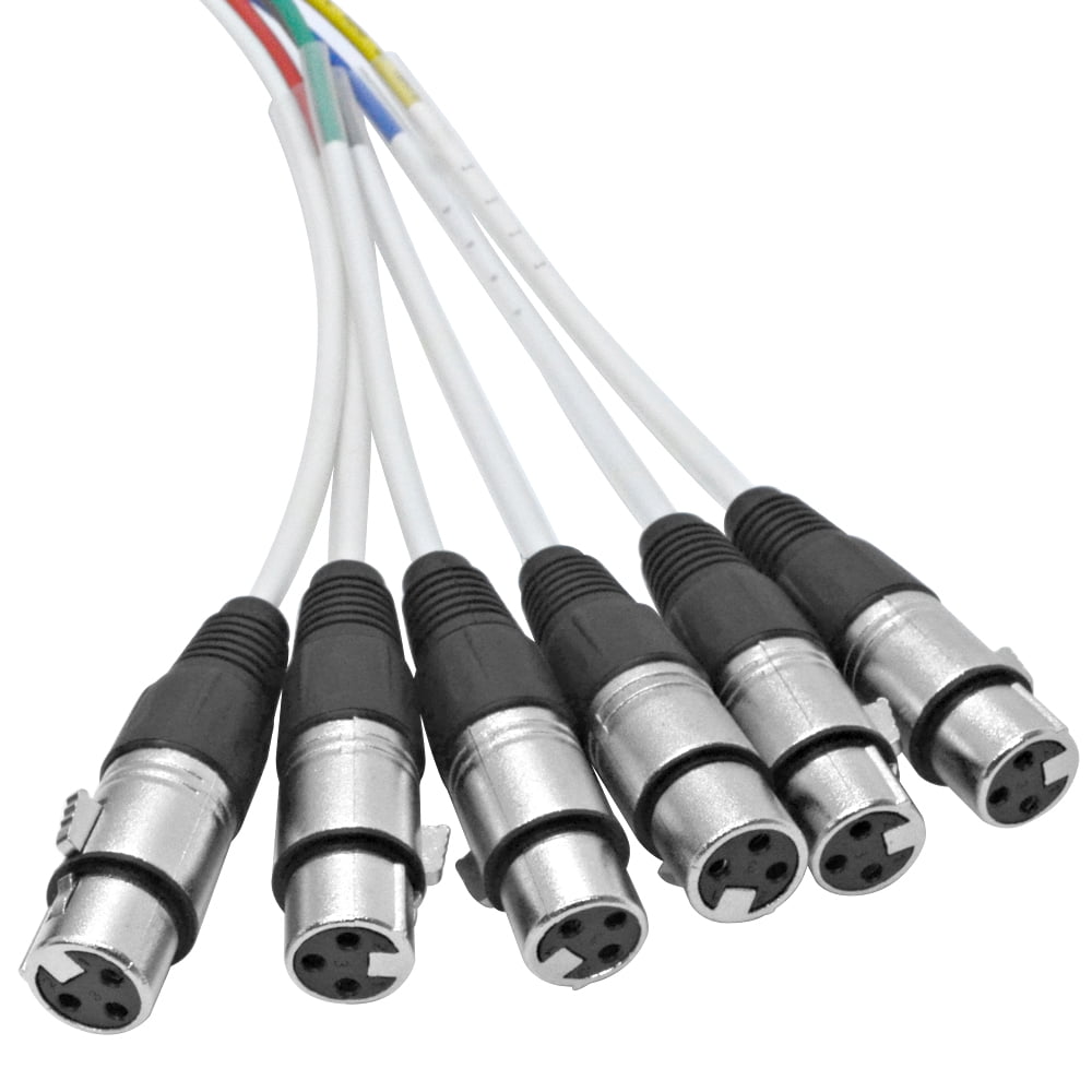 Seismic Audio  - 6 Channel XLR Colored Snake Cable 6 Feet - NEW - Pro Audio - SARLX-6x6