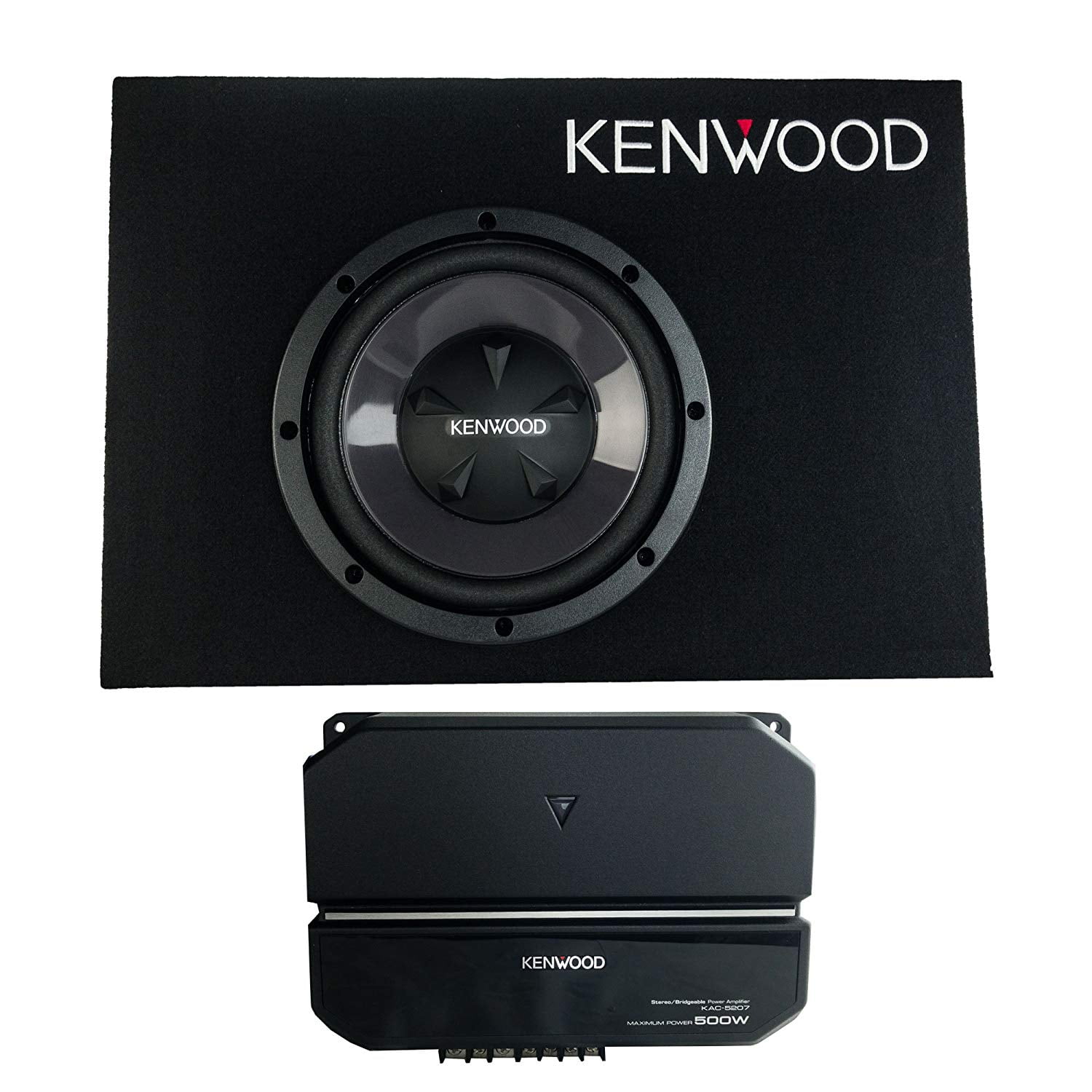 Kenwood P-W101B 10 Inch Car Loaded Vented Subwoofer & 500W Amplifier Package 