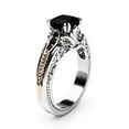 thumbnail image 2 of Black Square Diamond Princess Ring Engagement Wedding Band Ring for Women, 2 of 2