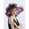 thumbnail image 2 of Women Hats Organza Butterfly Decoration Wide Brim Occasion Event Derby Church Dress Sun Hat, 2 of 4