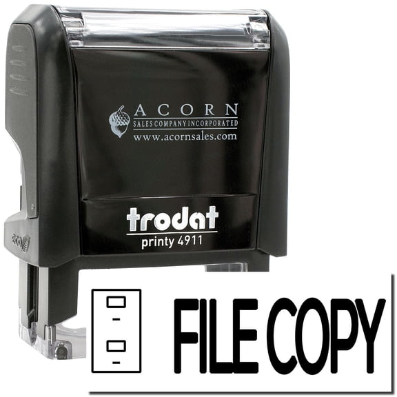 Self-Inking File Copy with Drawer Stamp, Trodat Printy 4911, Press and Print Stamping, Impression Size 5/8" x 1-1/2", Up to 10,000 Impressions - Black Ink