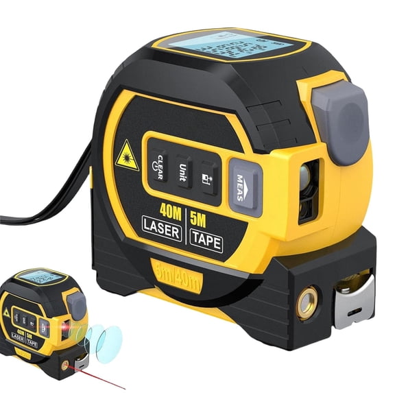 3-in-1 Multi-functional Measuring Tape with Laser Level Crosshair and LED Display, Digital Measuring Tape with Cross Line, AutoLock, Measure Area, Volume, Pythagorean