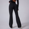 thumbnail image 6 of YAPPO Women's High Waisted Flared Yoga Pants, High Stretch Asymmetrical Bootcut Leggings for Workout & Studio, Navy Blue, 6 of 7