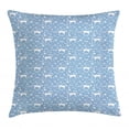 thumbnail image 1 of Rottweiler Throw Pillow Cushion Cover, Doodle Drawings of Bowls Traces Bones Brush Collar Silhouettes, Decorative Square Accent Pillow Case, 20" X 20", Pale Ceil Blue and White, by Ambesonne, 1 of 2