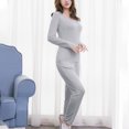 thumbnail image 3 of ZyeKqe Pajamas for Women 2 Piece Sets Built in Bra Sleepwear Nightwear with Long Pants Solid Color Soft Pjs Lounge Set, 3 of 8