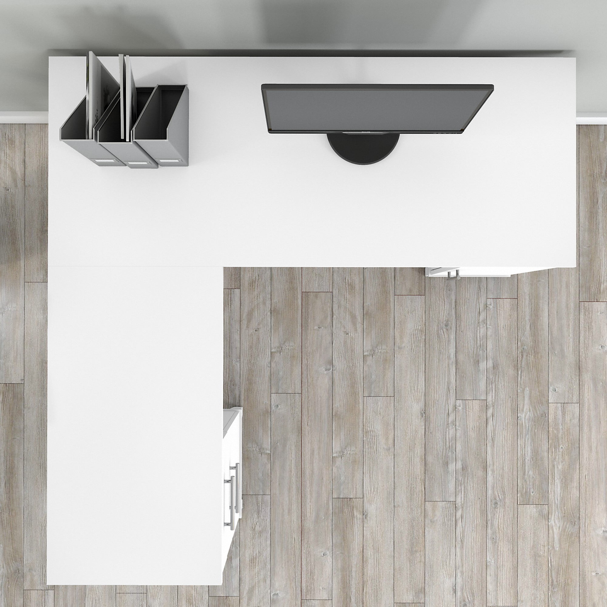 Bush Furniture Somerset 60" L Shaped Desk with Storage, White