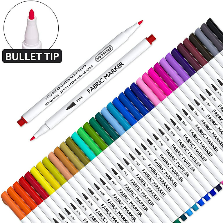 Fabric markers, Lelix 36 colors permanent fabric pens - Textile