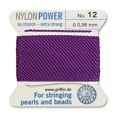thumbnail image 2 of Griffin Nylon Bead Cord Perlseide – Amethyst Color – Size 12 (0.98mm) – 2 Meters per Card – Stainless Steel Needle Attached – for Knotting Pearls, Gemstones, Crystals and Beads, 2 of 5