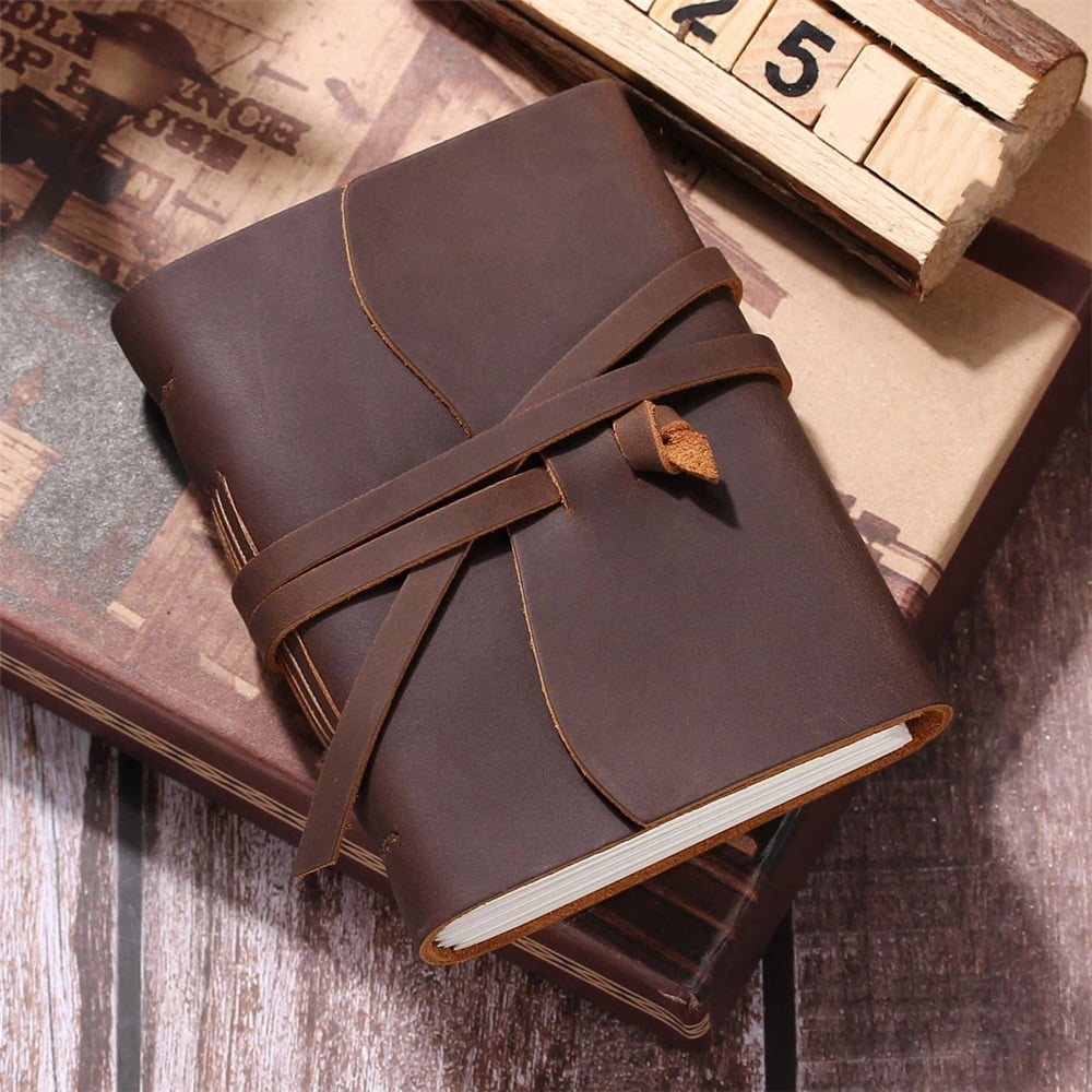 Brown Notebook Journal - Leather Journals for Writing Small Size Diary 10.5*13cm, Notepad For Women and Man, Gifts,Work,Travel