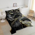 thumbnail image 3 of Black Marble Bedding King Size Grey Gold Watercolor Comforter Set King, Modern Art Duvet Insert Teens Adults Geometric Stripe Quilt Set, Abstract Marbling Bedding Comforters & Sets, 3 of 5