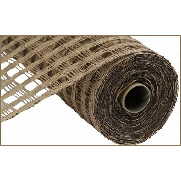 Poly Burlap Check Deco Mesh, 10" x 10 Yards (Brown)