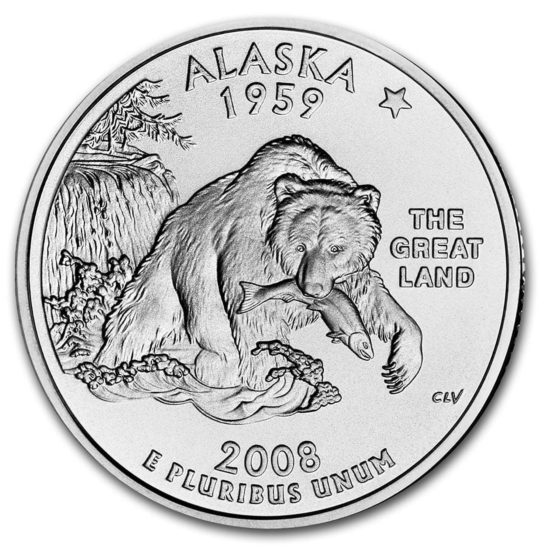【新品未使用】2008年発行 アラスカ州Quarter 1 ロール 2008-P Alaska Statehood Quarter 40-Coin Roll (Mint Wrapped