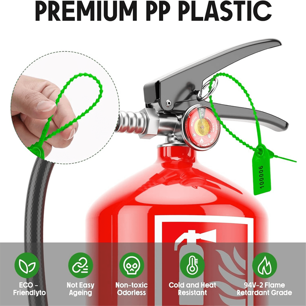 1000 Pcs Plastic Tamper Seals Tags Security Tags Seals Safety Numbered Zip Ties Labels Green