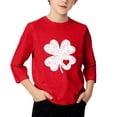 thumbnail image 3 of T-Shirt de la Saint-Patrick pour Filles, Mignon T-Shirt Graphique à Manches 3/4 Col Rond avec Imprimé Irlandais, Hauts Décontractés Printemps Été pour Vacances, Fête d'Anniversaire et Usage Quotidien Rouge 120, 3 of 5