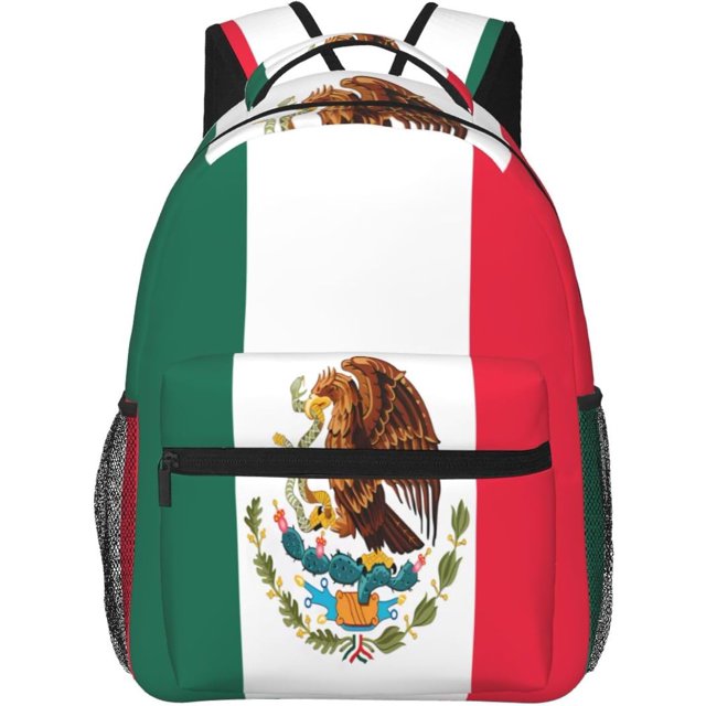 Mexico Mexican Eagle Flag Casual Backpack Travel Pack Bag Laptop Backpacks With Side Pockets Front Zipper Pockets Bookpack Daypack Picnic Rucksack Computer Bag
