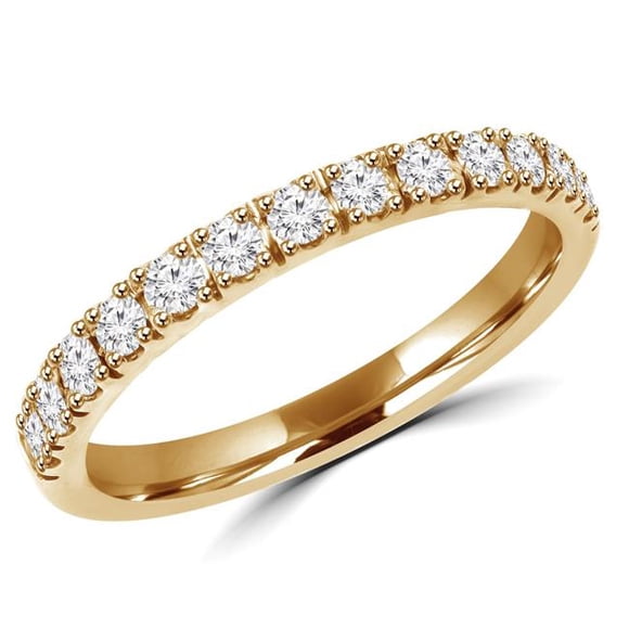 Majesty Diamonds MD180187-4.25 0.3 CTW Round Diamond Semi-Eternity Wedding Band Ring in 14K Yellow Gold - Size 4.25