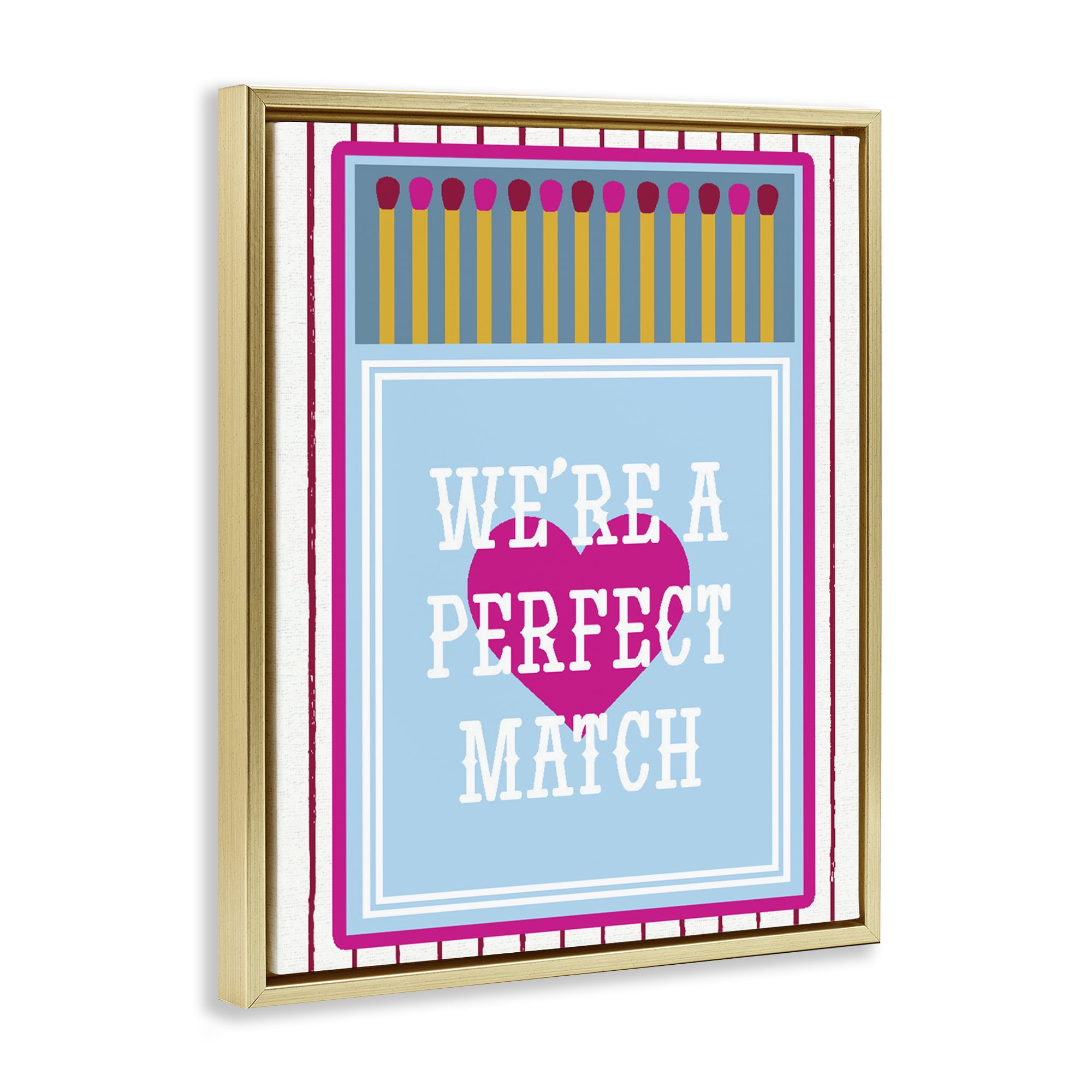 Stupell Industries We're A Perfect Match Gold Framed Floater Canvas Wall Art, design by Lil' Rue