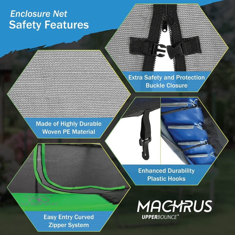 Filet De Protection Pour Trampoline 140 Cm – Hauteur 130 Cm, Maille Serrée, Fermeture éclair, UV, Sécurité Enfants