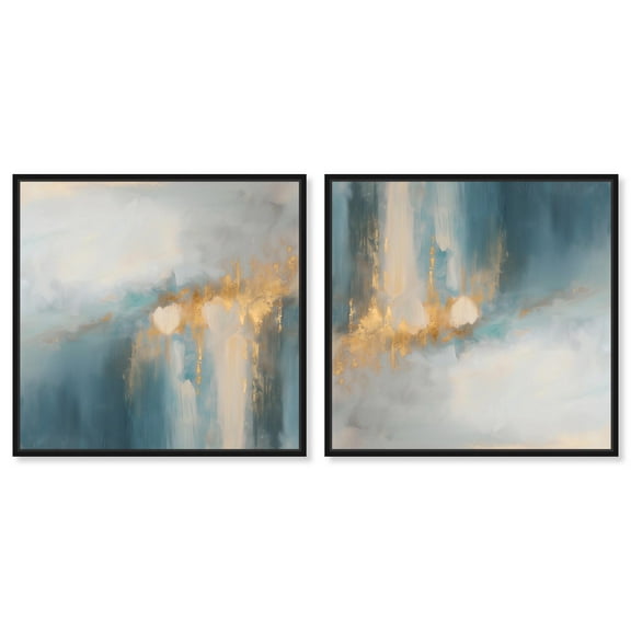 Art Remedy Minimal Abstract Canvas, 12" x 12", Black Frame, Glimpse of Heaven II Set