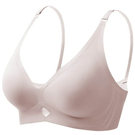 Bras for Women Solid Color Hollow Out Mesh Thin Style Ventilate Bra Without Steel Rim Plus Size Bra Pink S