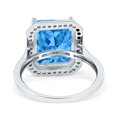 thumbnail image 5 of Halo Emerald Cut Engagement Ring Simulated Blue Topaz CZ 925 Sterling Silver Size 8, 5 of 6