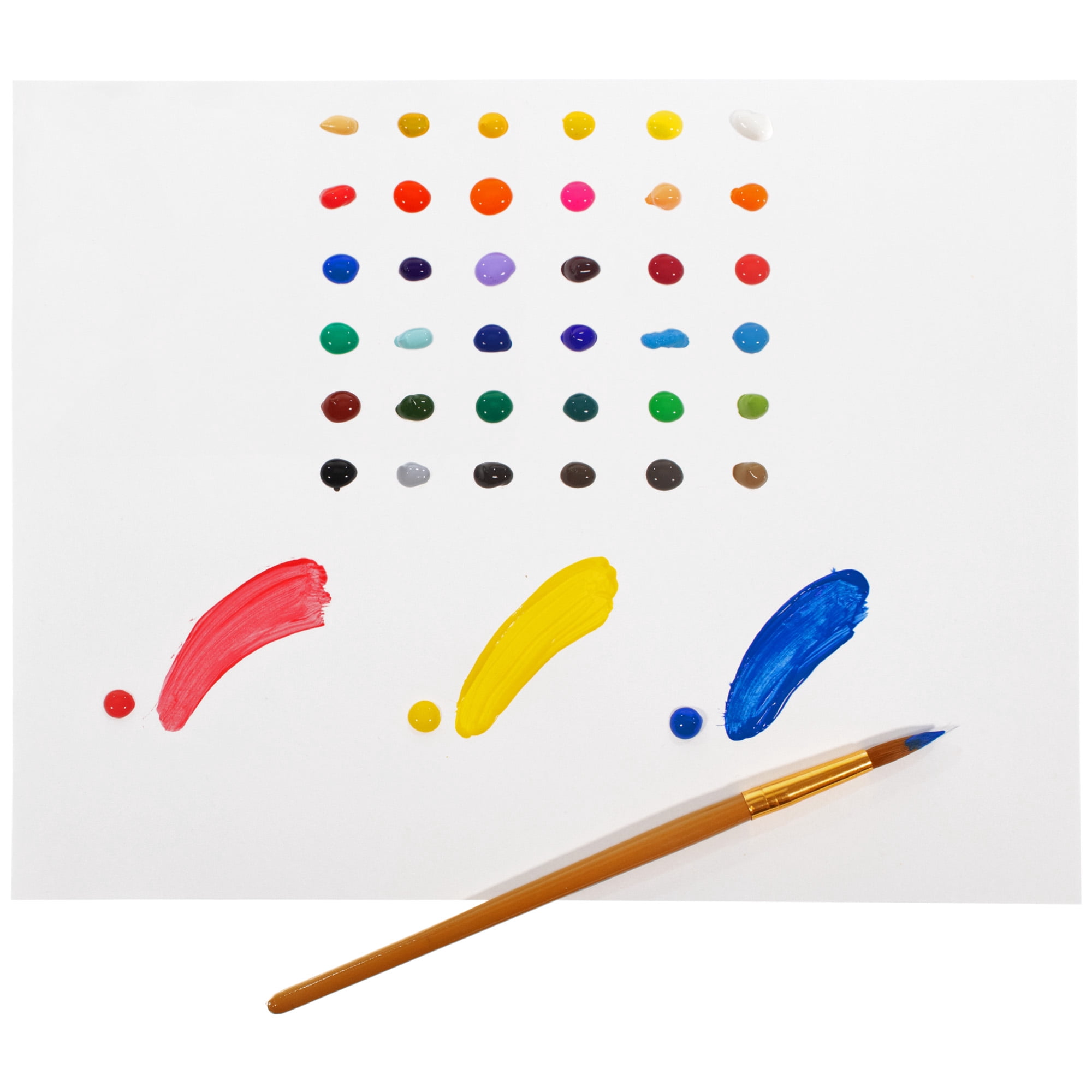 Craft County Acrylic Paint and Brush Set – Variety of colors – Multiple Sized Brushes – Art Supplies