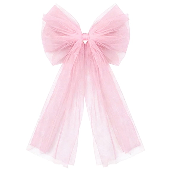 Tulle Bow,11.8x7.8 Inch Double Layer Tulle Christmas Bows,Soft Fabric Pre‑Formed Christmas Bow Knot,Decorative Sheer Ribbon Bow Decor,Coquette Tulle Holiday Bow Decoration for Party,Tree