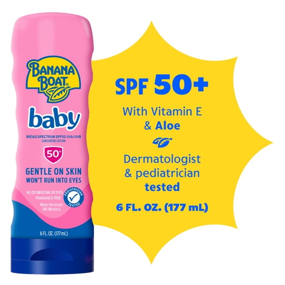 Banana Boat Baby Sunscreen Lotion SPF 50, Infant Sunscreen, 6 fl oz