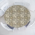 thumbnail image 3 of Ambesonne Beige Fitted Round Tablecloth, Striped Leaves Autumn Print, 40"- 44" Diameter, Beige Black, 3 of 5
