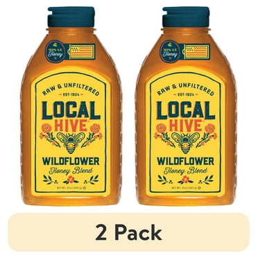 (2 pack) Local Hive, Raw & Unfiltered 100% U.S. Wildflower Honey Blend, 32 oz Bottle