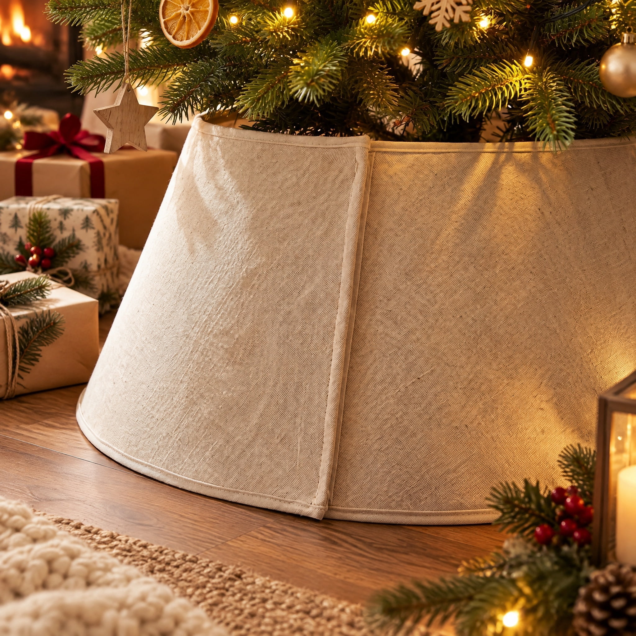 2-Panel Linen Christmas Tree Stand Band, Natural, 23", by Holiday Time