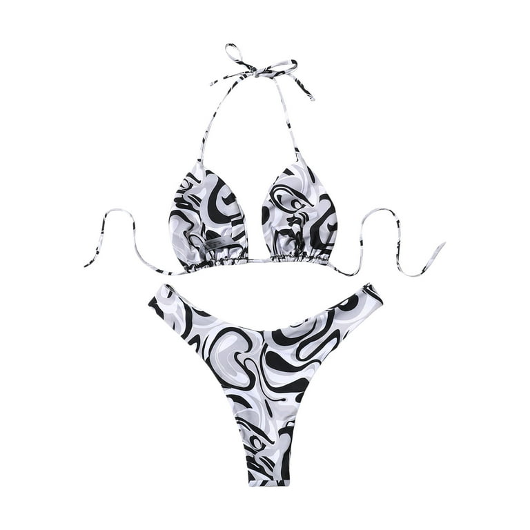  SUNSIOM Women's 2 Piece Swimsuit Sexy Zebra Striped String  Triangle Bikini Set Bathing Two Pieces Swimsuit Bikini Set (Black White, M)  : Clothing, Shoes & Jewelry