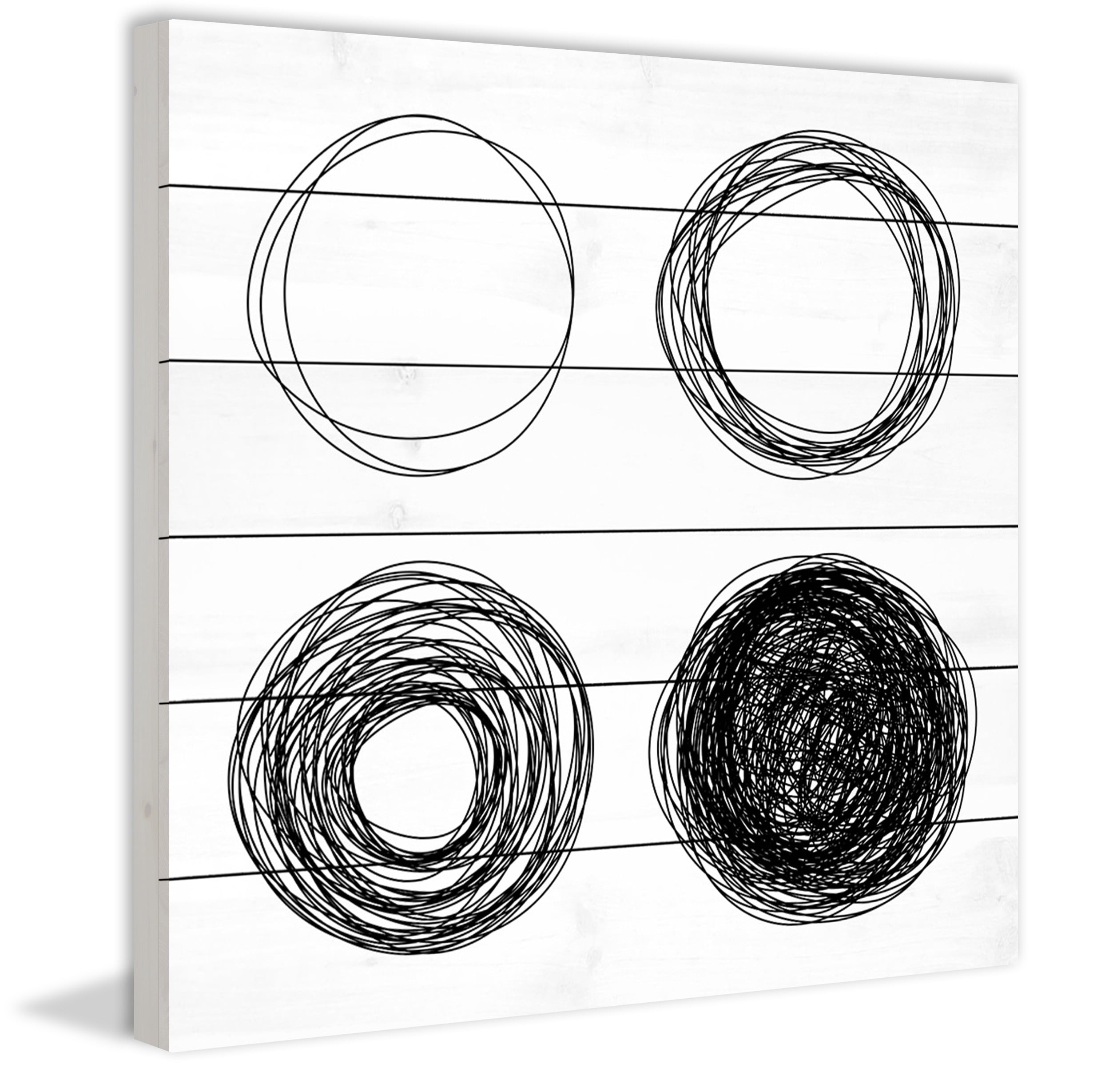 Marmont Hill Quad Circles White Wood Wall Art, 32" x 32"