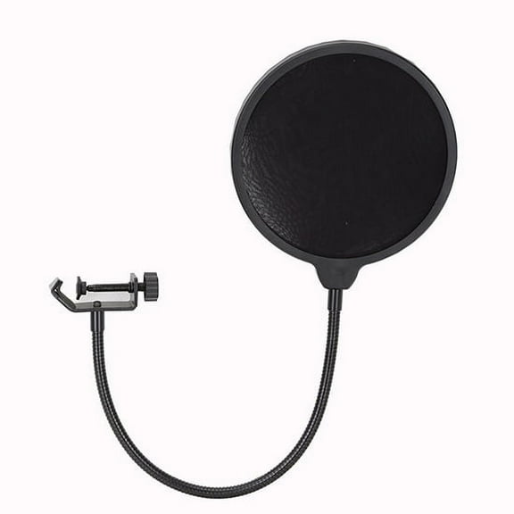 6" Double Layer Studio Microphone Wind Screen Mask Pop Filter Mask Shield with Flexible 360° Gooseneck Stand Clip Stabilizing Arm
