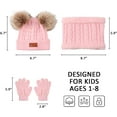 thumbnail image 6 of Monebena Kids Winter Beanie Hat Scarf Gloves Set Knit Warm Toddler Winter Cap Gloves Neck Warmer for Boys Girls 1-8 Year M01, 6 of 8