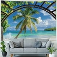 thumbnail image 4 of Creowell  Beach Decor Tapestry Ocean Sea Tropical Island Palm Tree Scenic View From Window Summer Tropical Scenery Wall Hanging Nature Tapestry For Bedroom Living Room Dorm 40x30inch, 4 of 6