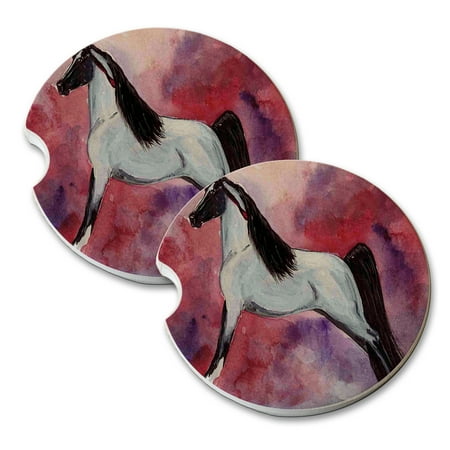 Blue Sand Store KuzmarK Sandstone Car Drink Coaster (set of 2) - Blue Roan Tennessee Walking Horse Horse Art by Denise Every ()