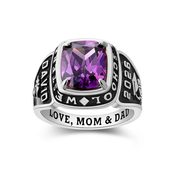 Mementos PJM Custom Men's Class Rings Sterling Silver for High School and College-Platinum-Elite