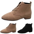 thumbnail image 6 of NOKIO Elegant Women'S Suede Short Boots Women'S Lace-Up Vintage Ankle Boots Ladies Fashion Solid Suede Front Lace Up Boots Side Zipper Heel Short Boots Sleek Women'S Ankle Boots, 6 of 6
