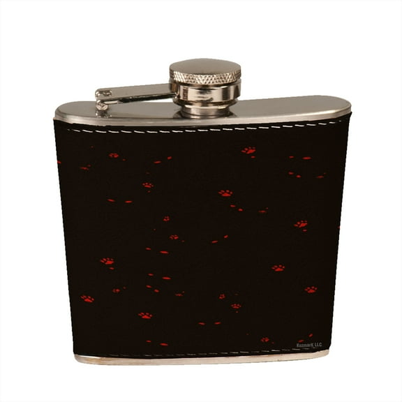 KuzmarK 6 oz. Leather Pocket Hip Liquor Flask - Kitty Cat Paw Eyes