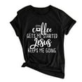 thumbnail image 1 of POINTERTECK T-Shirt Décontracté pour Femmes à Manches Courtes Imprimé Lettre Col Rond Blouse Ample, 1 of 4