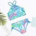 thumbnail image 4 of Fesfesfes Big Girls Summer Swimsuit Cute Flowers Print Swimwear Toddler Kids Girls Bathingsuit Teen Girls Bikini Sets Ruffles Swimsuits, 4 of 8