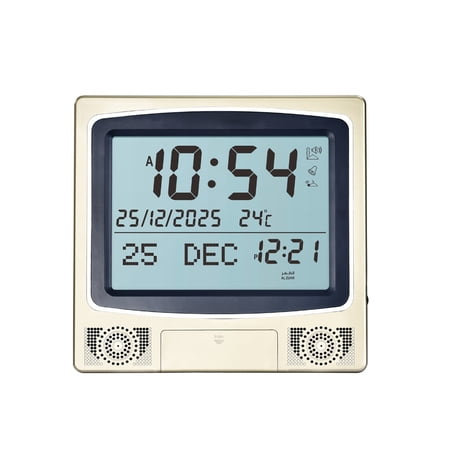 7829 Prayer Digital LED Azan Clock Wall Desktop Placement Prayer Clock with Temperature Monitor Calendar Islamic Gift