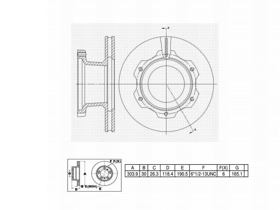 Winstop Brake Rotor and Hub Assembly, Front WS251415, Hino 145 2010-2005