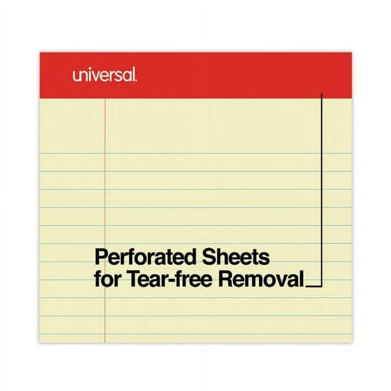 Perforated Writing Pads, Wide/Legal Rule, 50 Canary-Yellow 8.5 x 11.75 Sheets, Dozen Perforated Writing Pads, Wide/Legal Rule, 50 Canary-Yellow 8.5 x 11.75 Sheets, Dozen