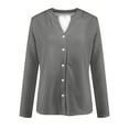 thumbnail image 4 of Jalioing Outwear for Women Fall Winter Button down Cardigan Casual Long Sleeve Crop Jacket, 4 of 5