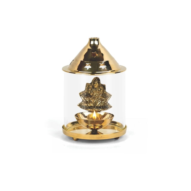 Signoraware Laxmi Diya Pooja Mediano Regular | Pooja y Aarti Diarios | Atrae Riqueza, Paz y Armonía | Imprescindible durante Diwali, Lakshmi Puja o Navratri | Regalo para Ocasiones Auspiciosas
