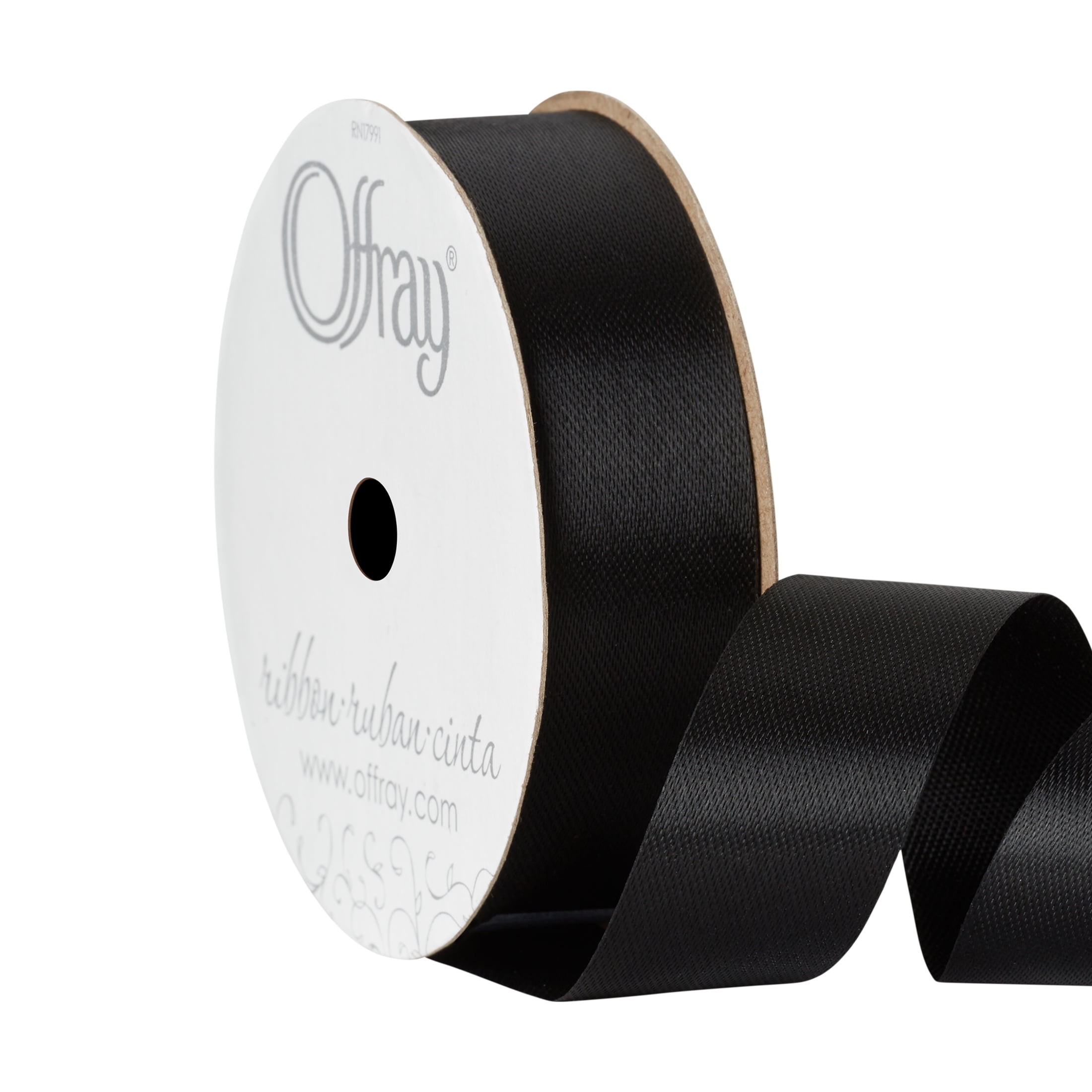 (3 pack) Offray Ribbon, Black 7/8 inch Outdoor Ribbon for Floral, Crafts, and Gifting, 21 feet, 1 Each