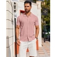 thumbnail image 3 of COOFANDY Mens Knit Shirt Short Sleeve Button Down Shirts Casual Summer Beach Vintage Polo Shirts, 3 of 5